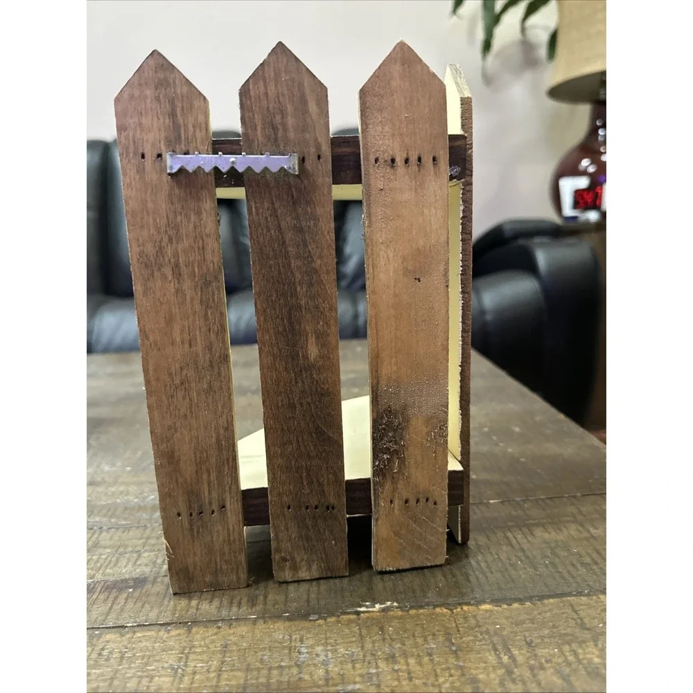 Vintage Wooden Corner Shelf Picket Fence Farmhouse Primitive 2 Tier Rustic Decor